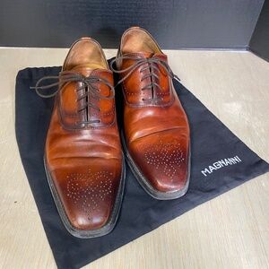 Magnanni Size 9 Gerardo Brown Leather Oxford Derby Shoes With Bag  •Need Laces